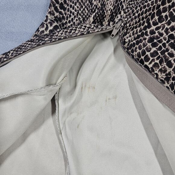 Vtg 90s Y2K Mini Skirt Set Size 7 Brown Snakeskin Slit USA Square Neck Mandee - Picture 8 of 16